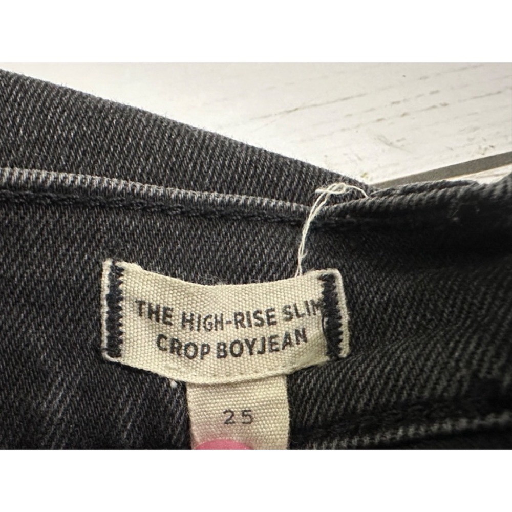 Madewell Jeans The High Rise Slim Crop Boy jean Blk 25 Stretch Festival Raw Hem - Picture 8 of 9